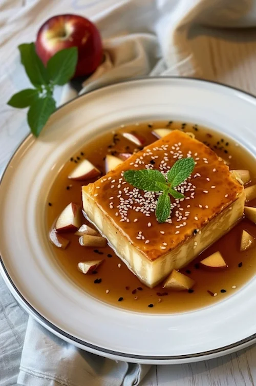 Flan de manzana y queso