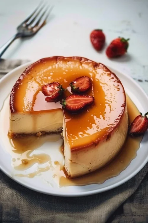 Flan de queso con caramelo