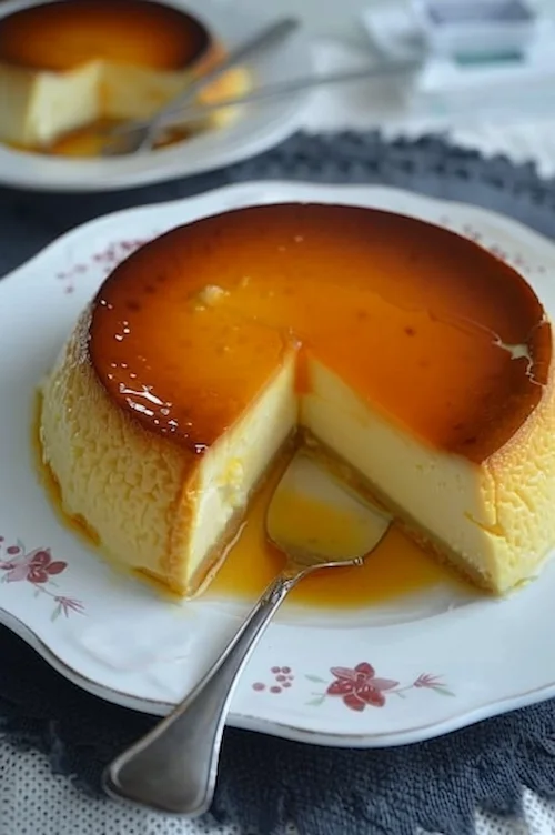 Flan de queso mascarpone y yogur griego