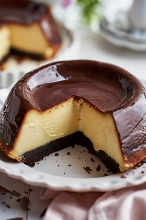 Flan de queso y chocolate